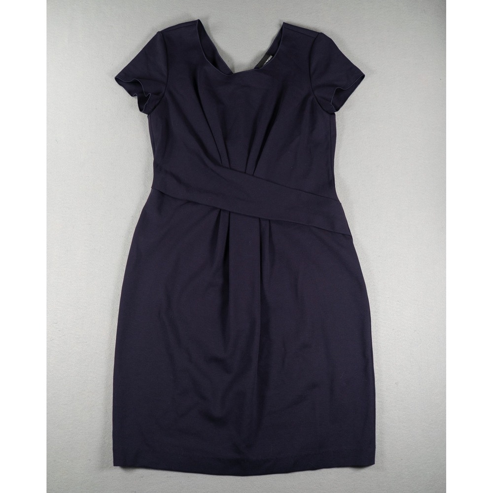 Emporio Armani Womens Sheath Dress Crossover Waist Navy Blue Size 46 Italy